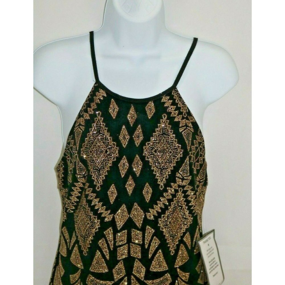 Jump Womens Dress Juniors Black Gold Glitter Party - Picture 3 of 12